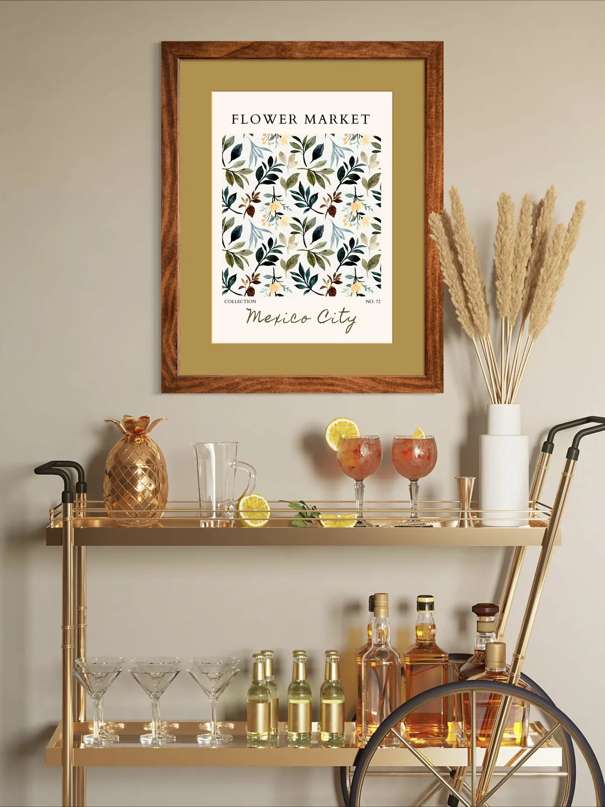 Mexico City Flower Market Print – Earthy Watercolour Foliage Art