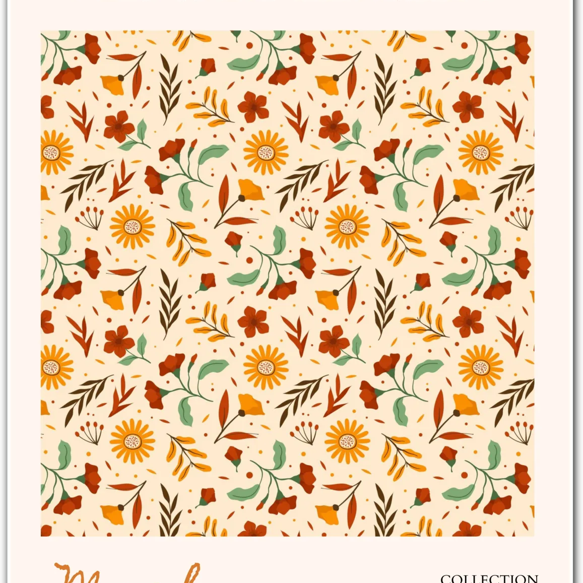 Moab Desert Bloom Art Print – Warm Terracotta Wildflower Pattern