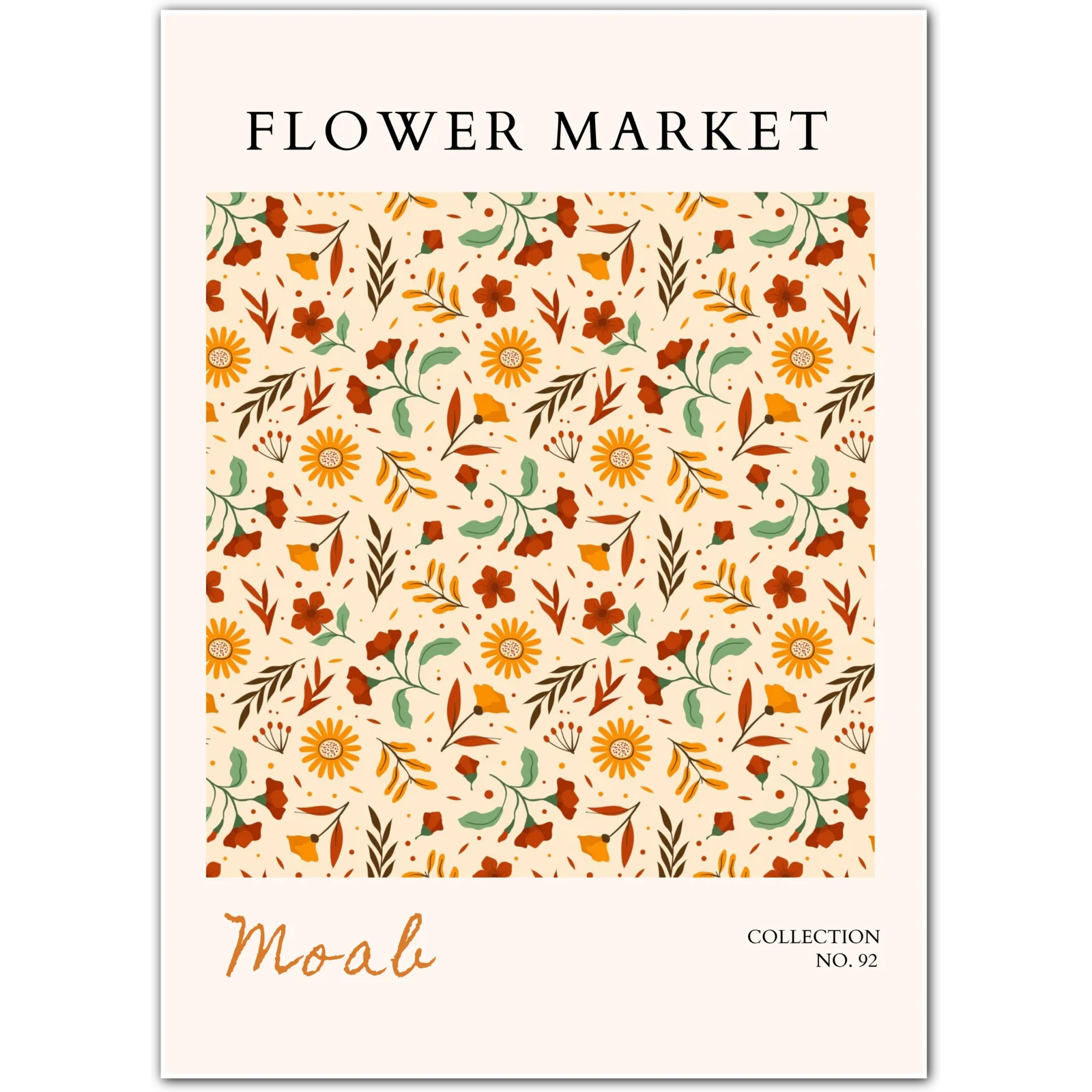 Moab Desert Bloom Art Print – Warm Terracotta Wildflower Pattern