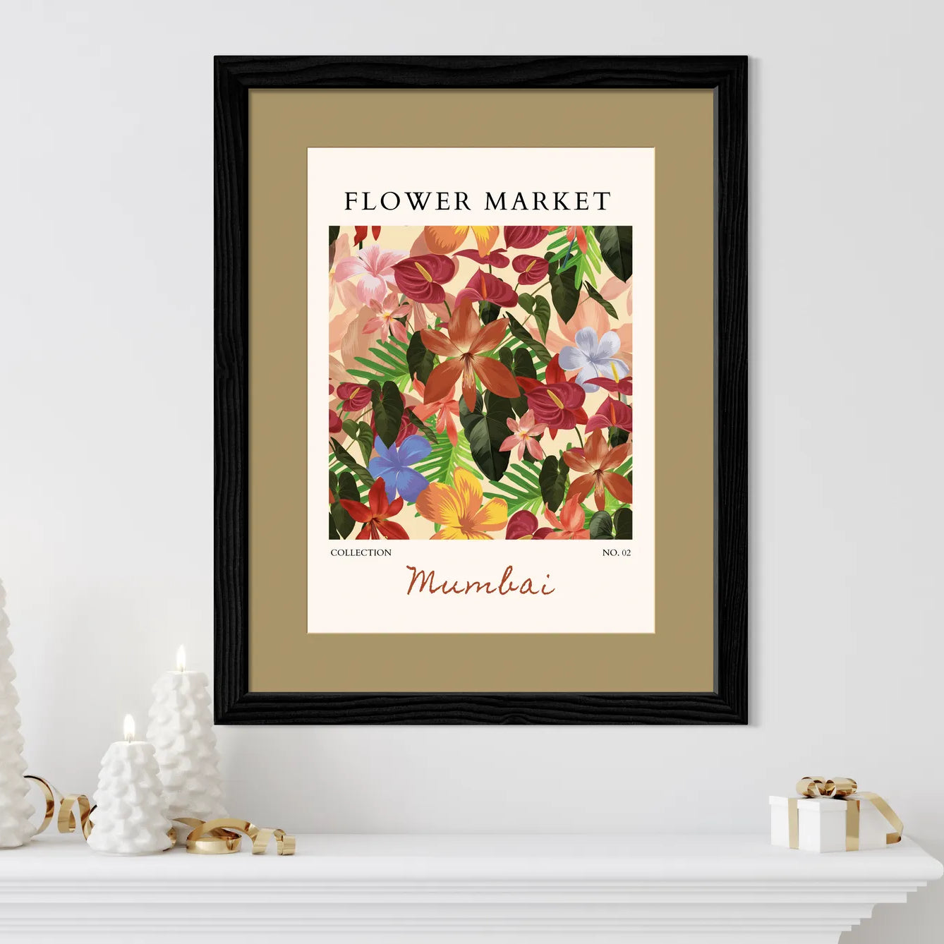 Mumbai Flower Market Art Print – Tropical Bloom Explosion in Bold Colour