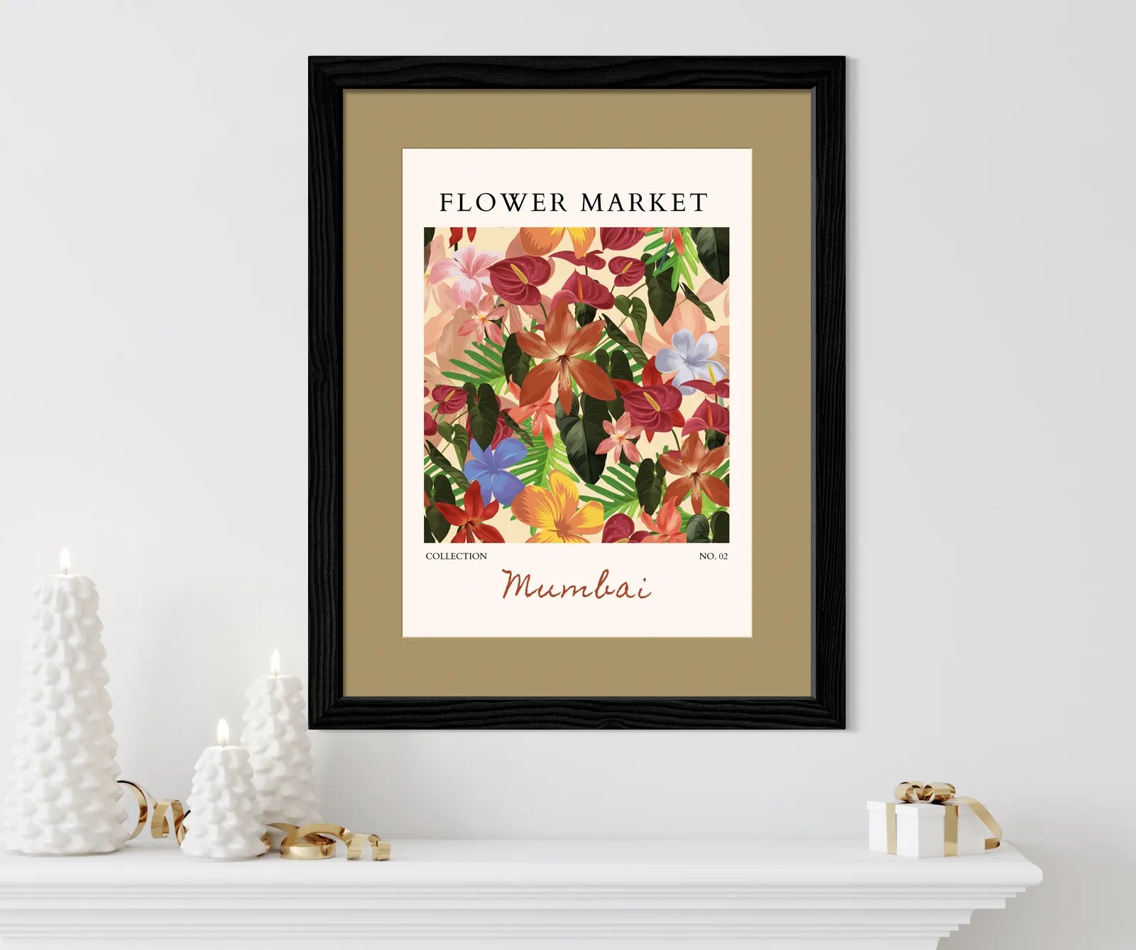 Mumbai Flower Market Art Print – Tropical Bloom Explosion in Bold Colour