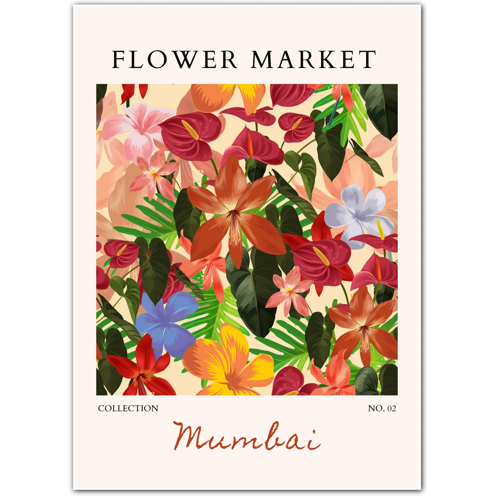 Tropical Bloomscape – Mumbai Flower Market Art Poster