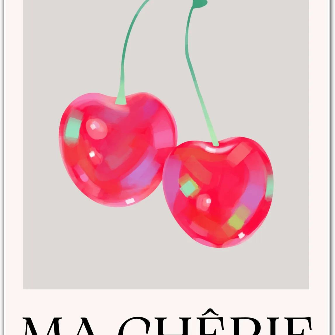 Ma Chérie Cherry Illustration – French Chic Art Print
