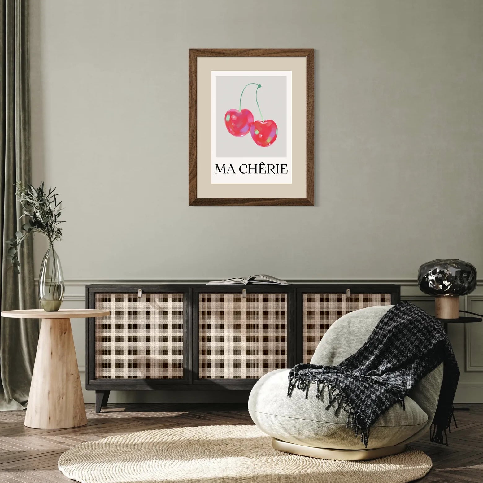 Ma Chérie Cherry Illustration – French Chic Art Print