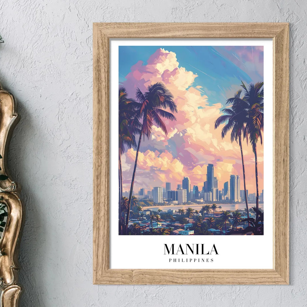 Manila Bay Art Print With Colorful Cityscape And Sunset Sky 2