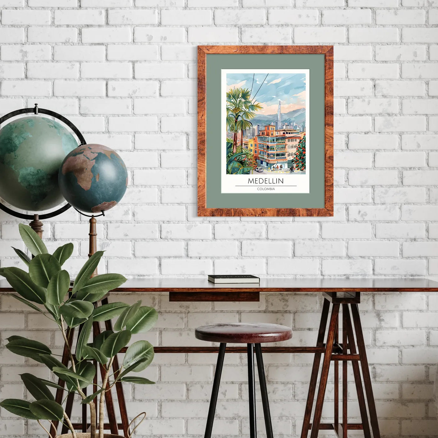 Medellín Town Building with Balconies Art Print 2