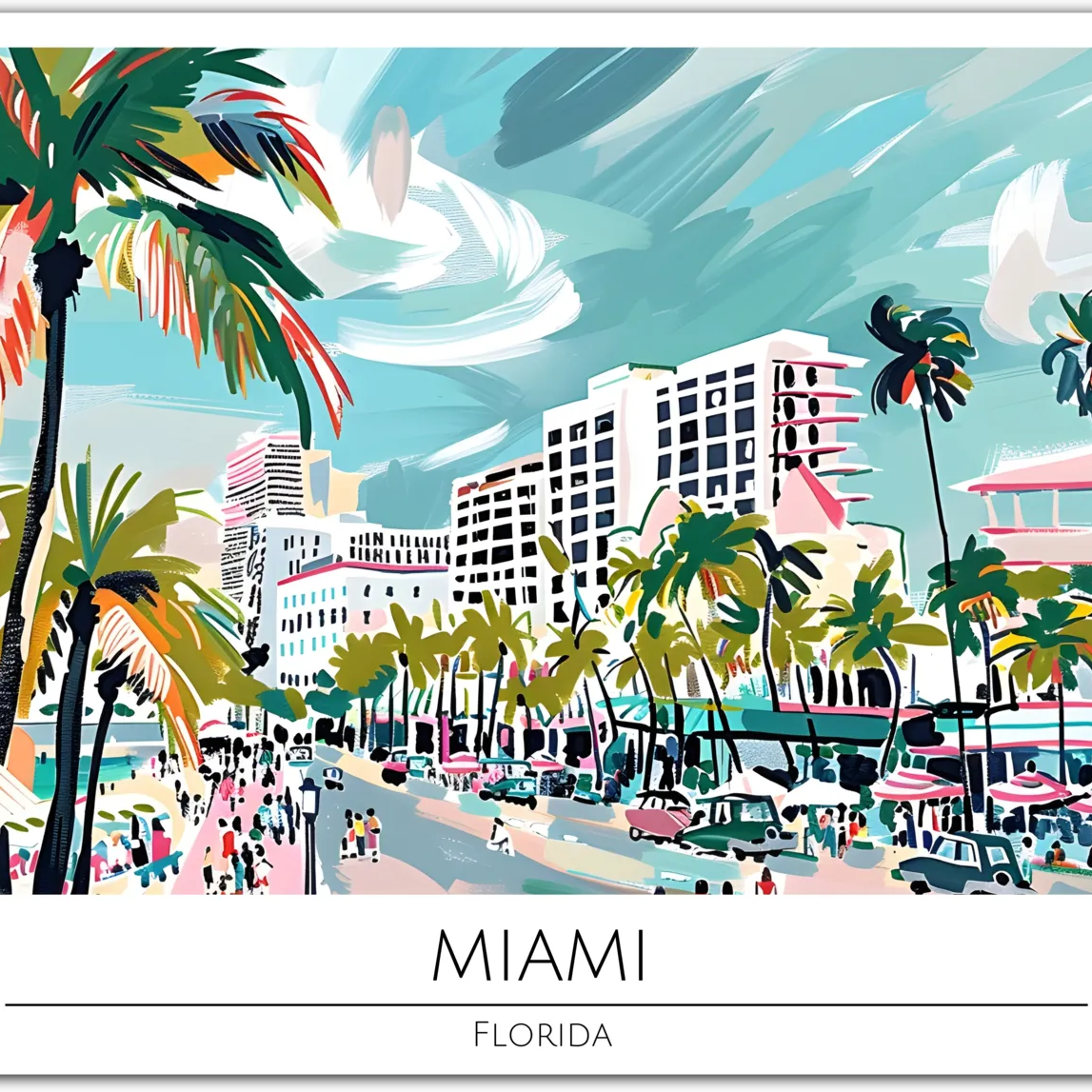 Vibrant Miami Beachfront - Florida Art Print
