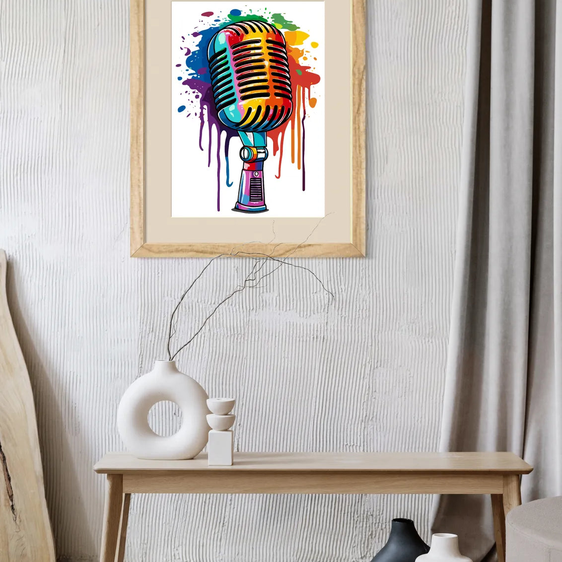 Retro Paint Splashes Microphone Art 2
