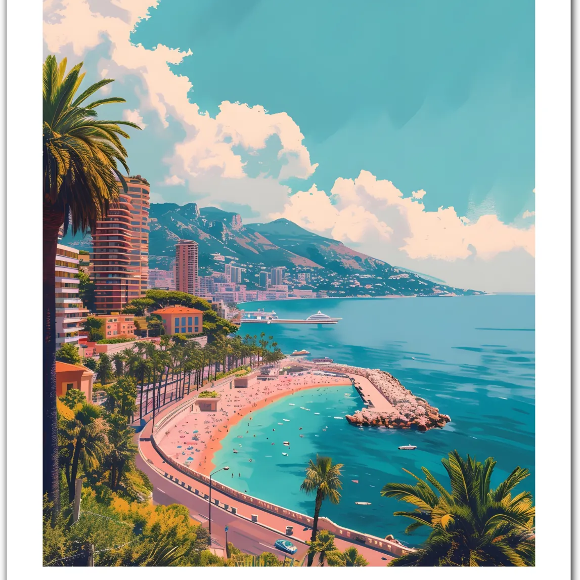 Luxury Monte Carlo Art Print – Coastal Views & Glamor in Monaco