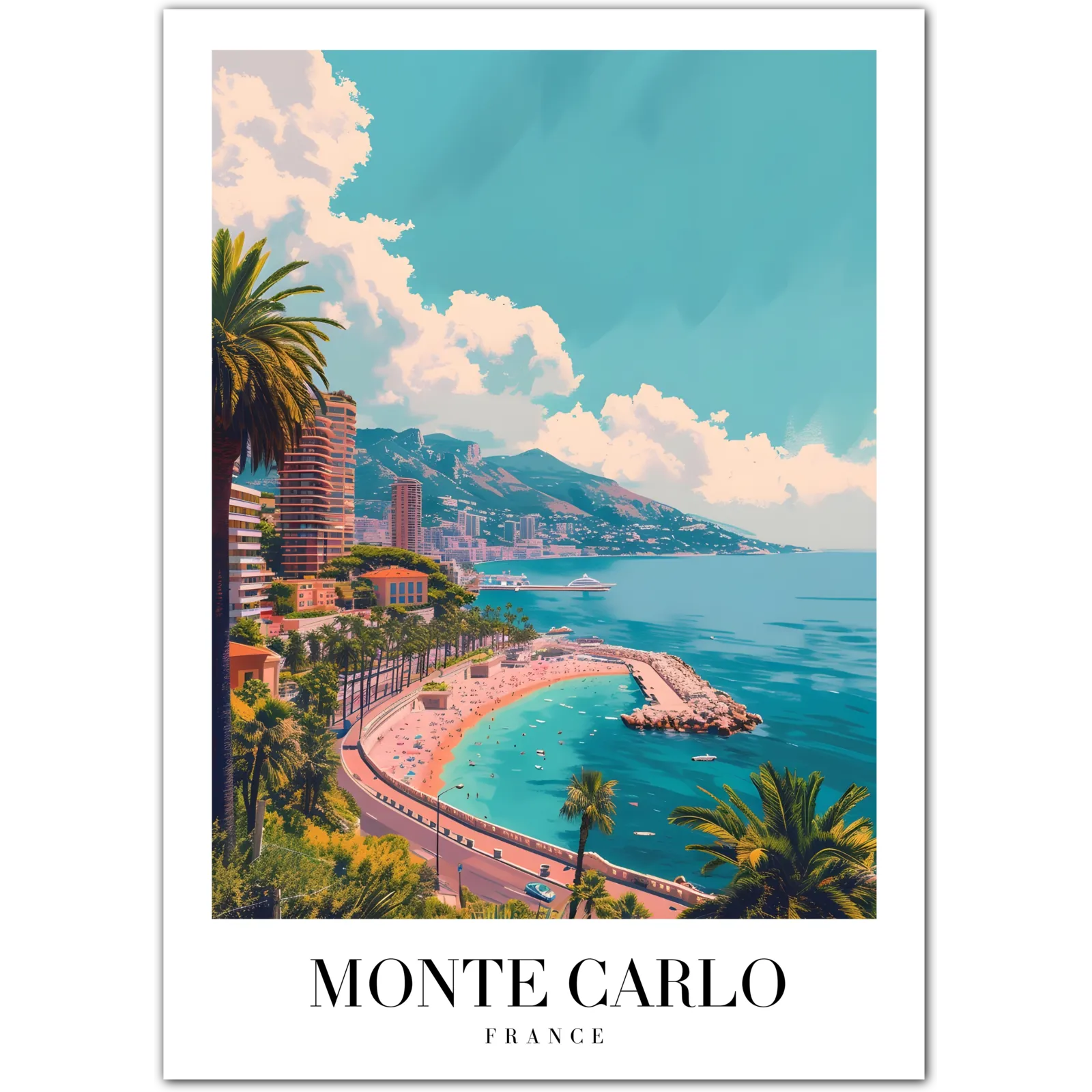 Luxury Monte Carlo Art Print – Coastal Views & Glamor in Monaco