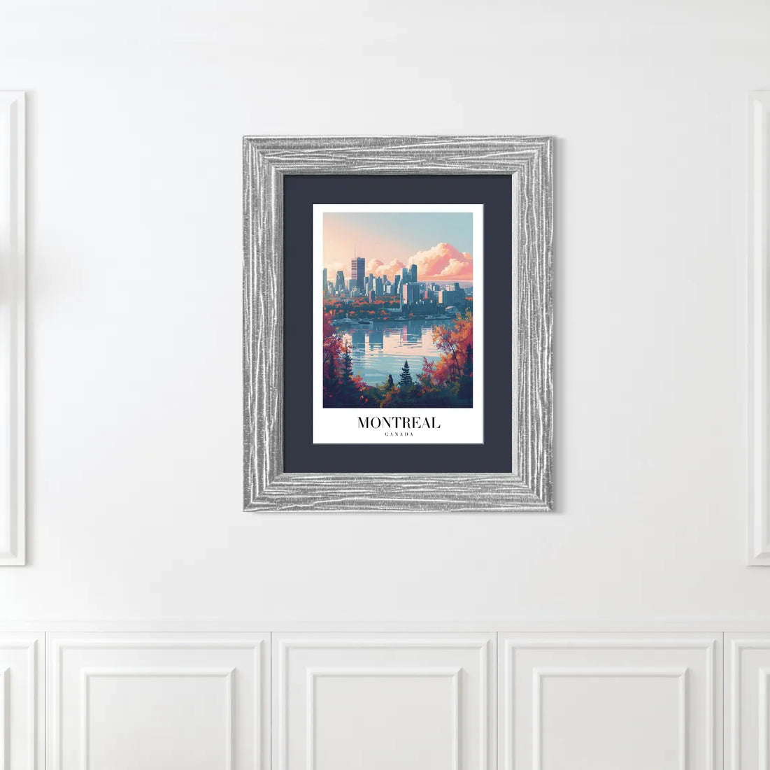 Montreal Autumn Art Print With Skyline And St. Lawrence River 2