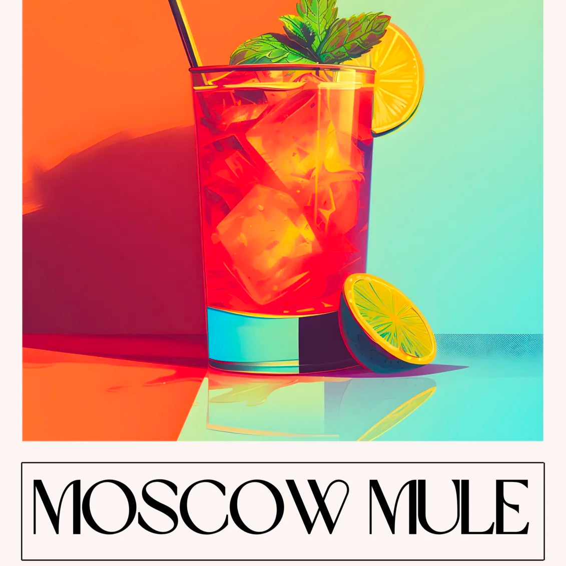 Moscow Mule Art Print – Retro 70s Bold Colours & Shadow Play 3