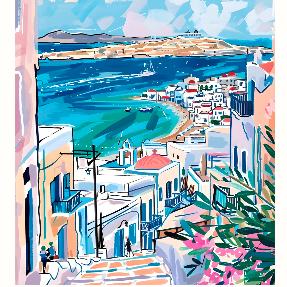 Mykonos Coastal View Art Print 3