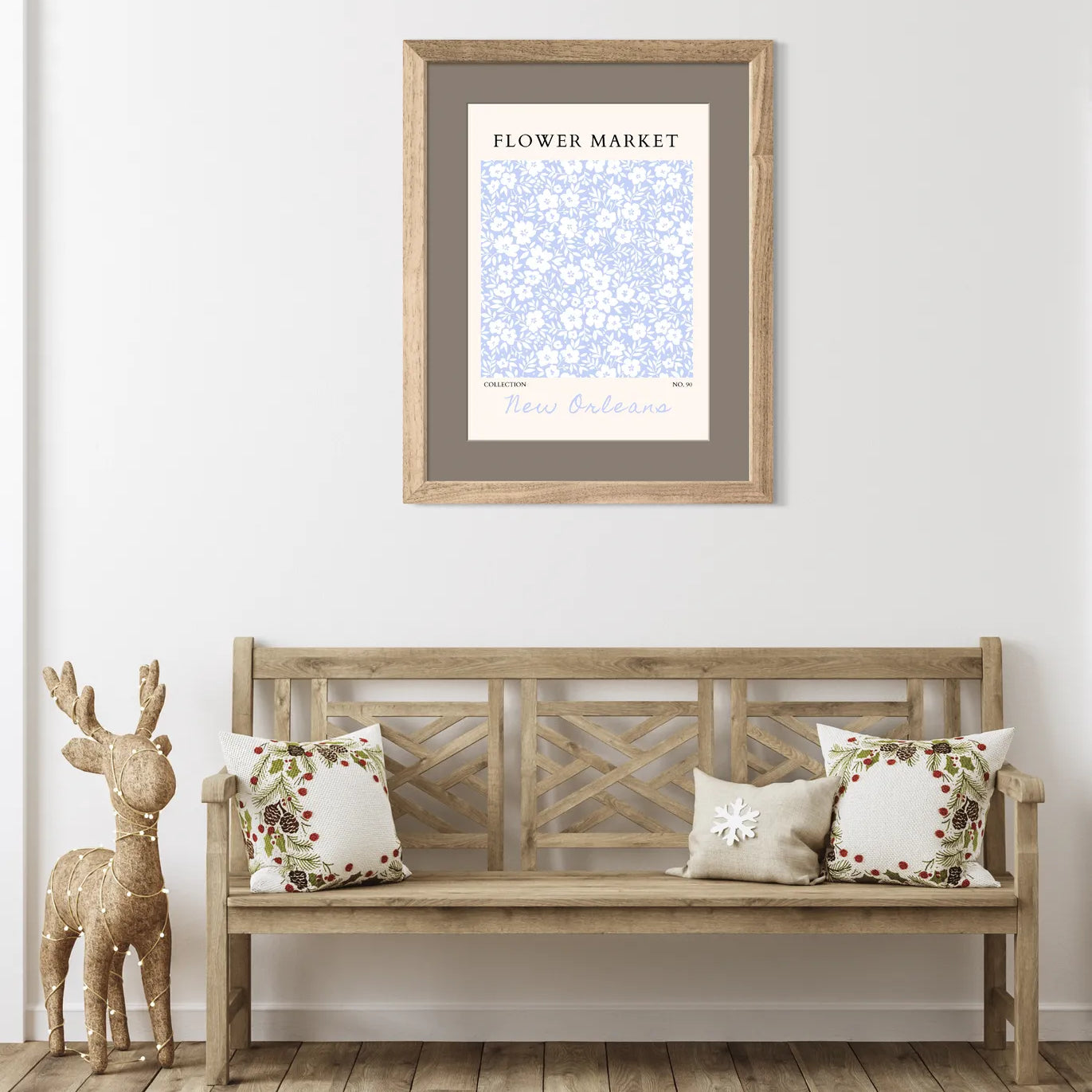 New Orleans Flower Market Art Print – Pastel Blue Southern Charm