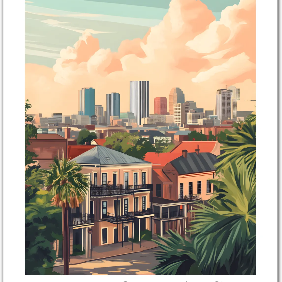 Vibrant New Orleans Art Print – Historic French Quarter in Pastels