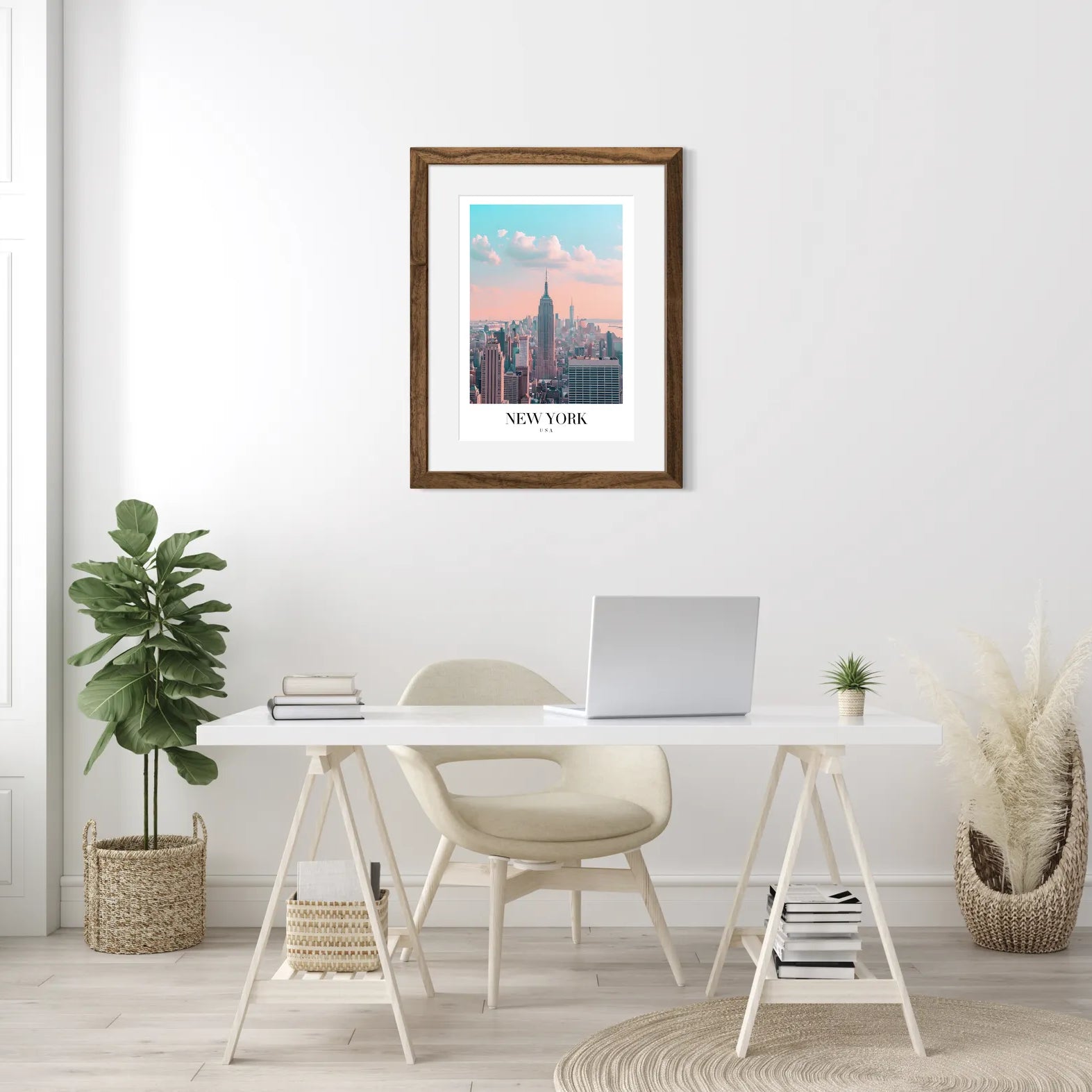 Classic New York Cityscape Art Print – Empire State Building in Retro Colours