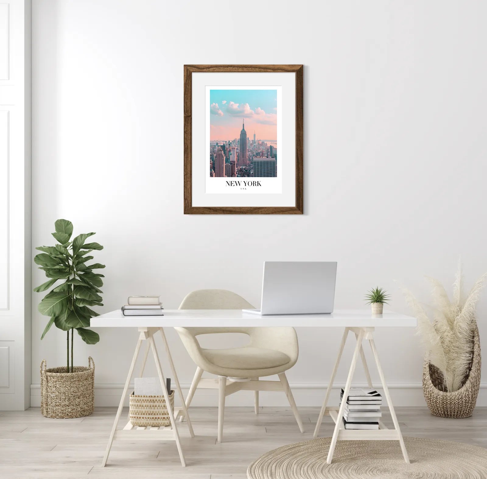 Classic New York Cityscape Art Print – Empire State Building in Retro Colours