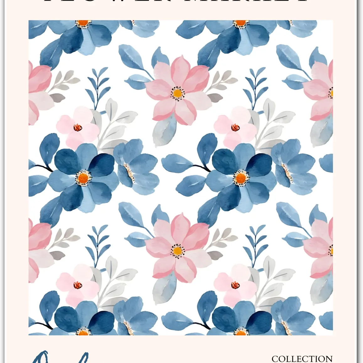 Blush & Blue Whimsy – Oslo Soft Floral Watercolour