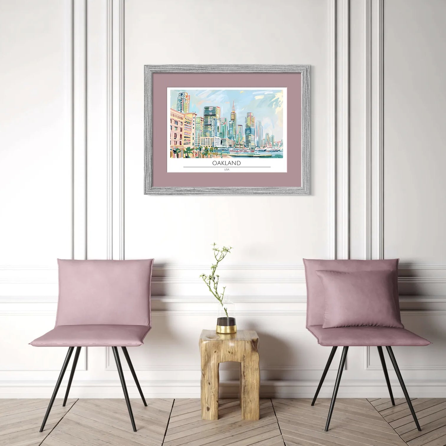Oakland Lake Merritt with Waterfront Skyline Art Print 2