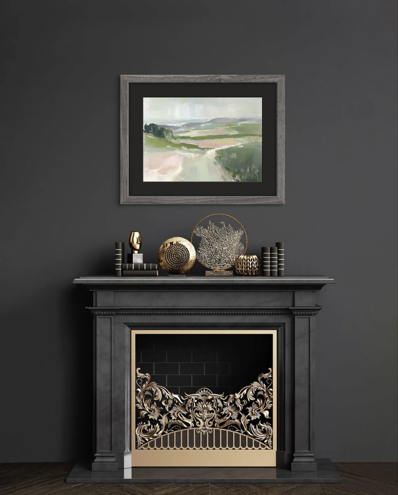 Whispers of Dawn – A Tranquil Landscape in Sage and Blush