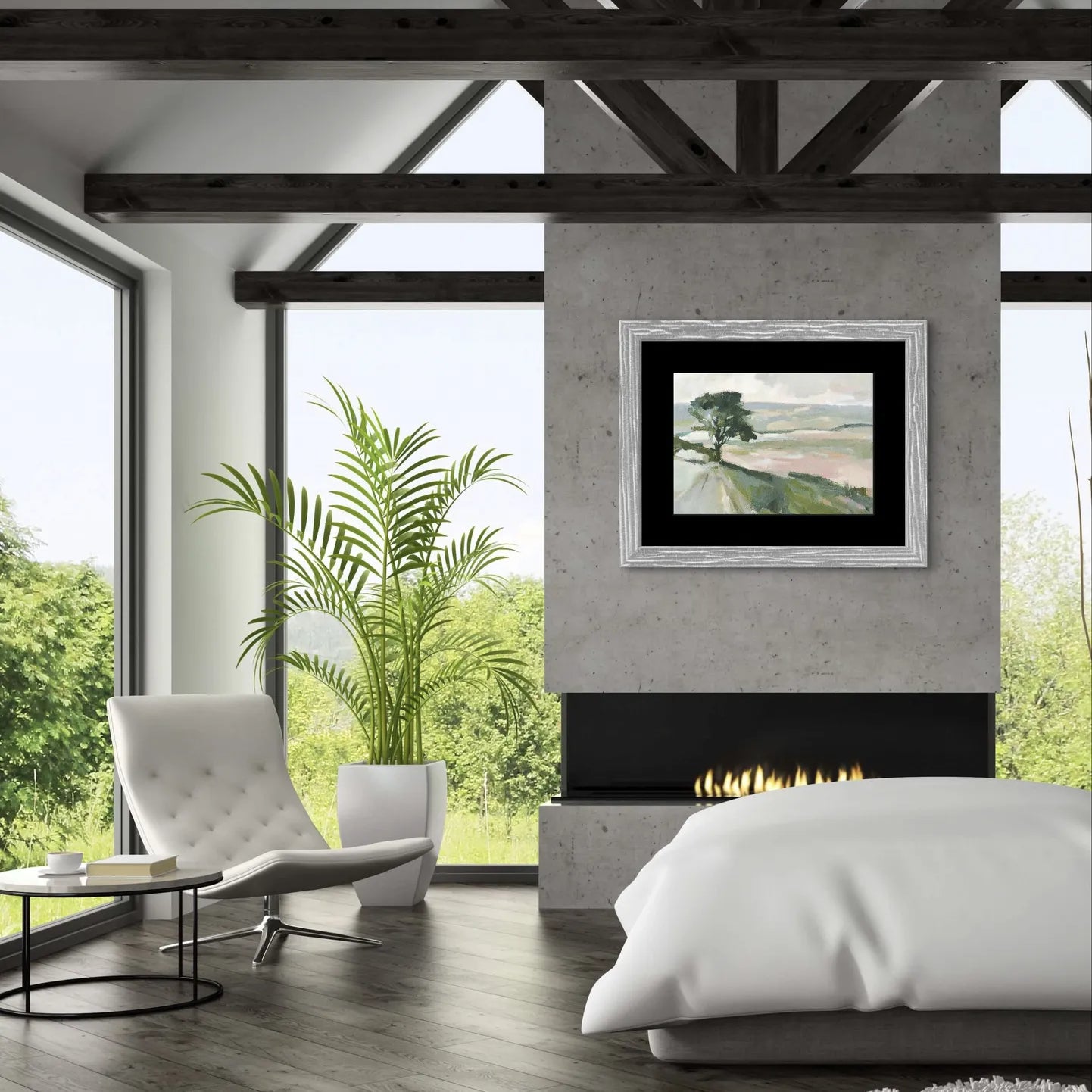 The Turning Path – Countryside Tree Under a Soft Summer Sky