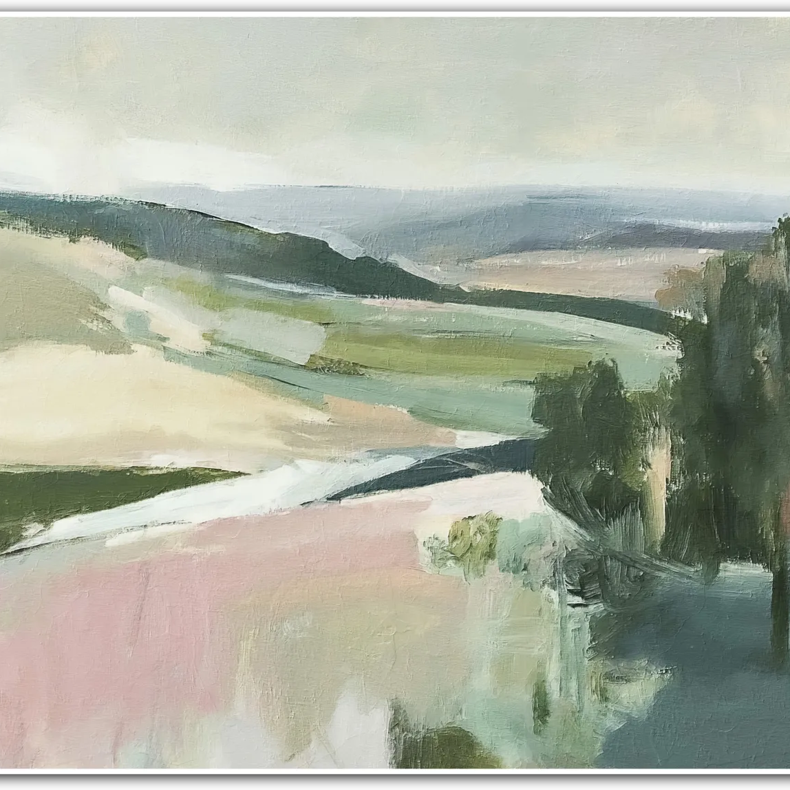 Fields After Rain – Dreamlike Hills in Muted Pastel Hues