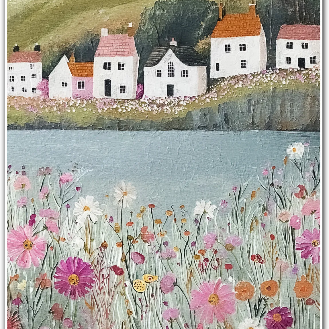 Riverbank Serenity – Floral Waterside Hamlet