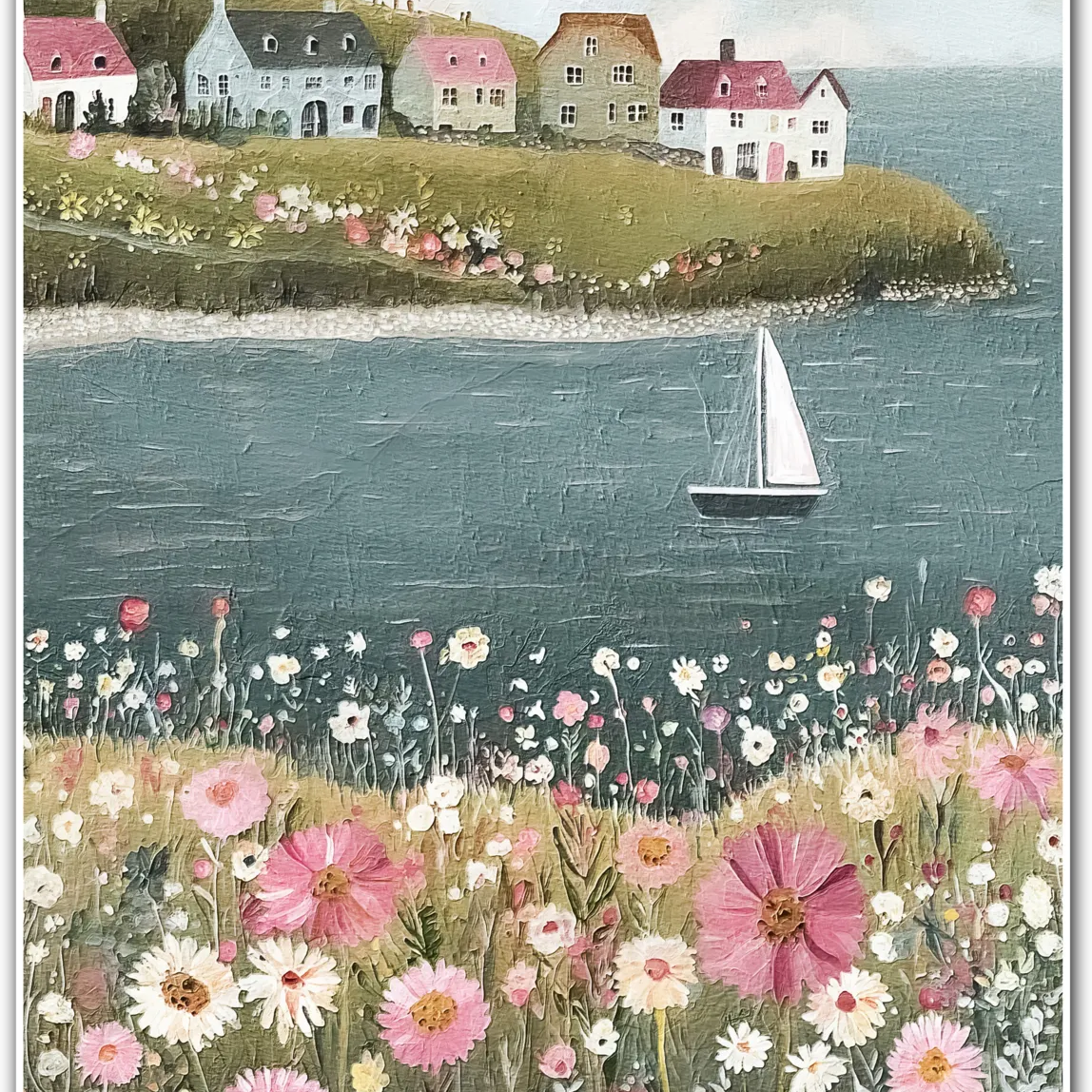 Blossom Bay – Sailboat by the Meadow Edge