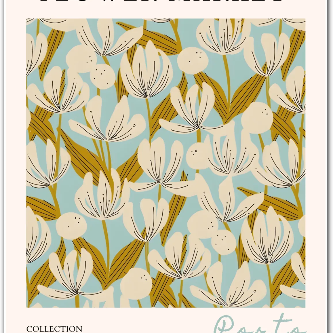 Retro Tulip Garden – Porto Abstract Botanical Print