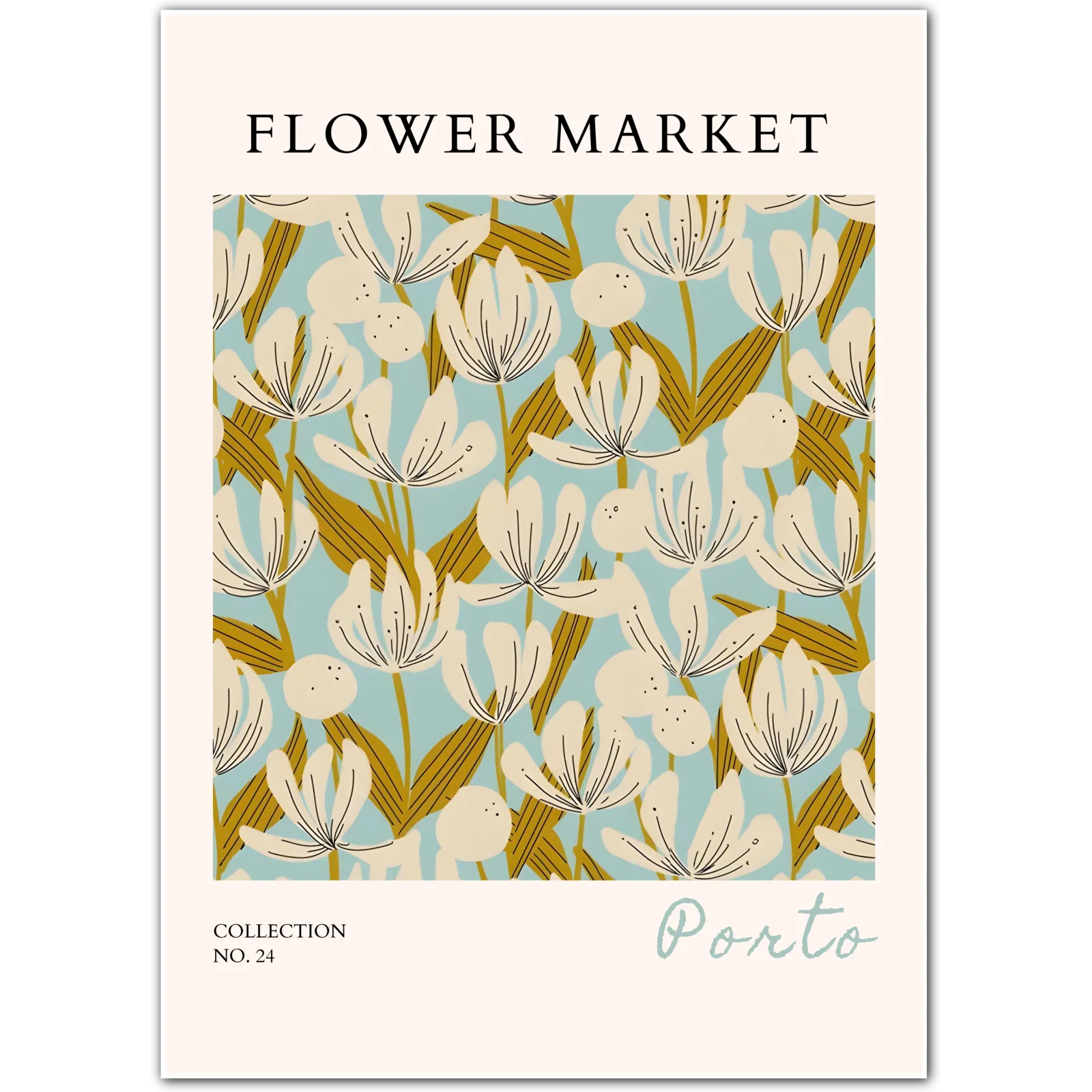 Retro Tulip Garden – Porto Abstract Botanical Print