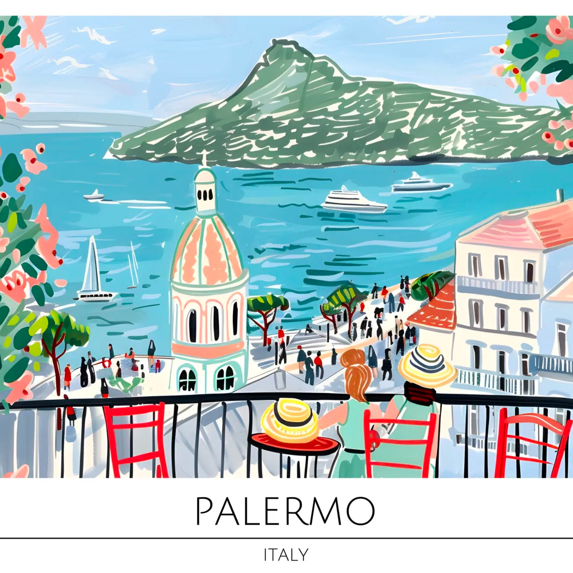 Palermo Balcony View Overlooking Sea and Rooftops Art Print 3