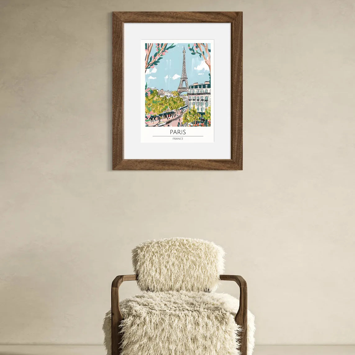 Paris France Art Print with Eiffel Tower