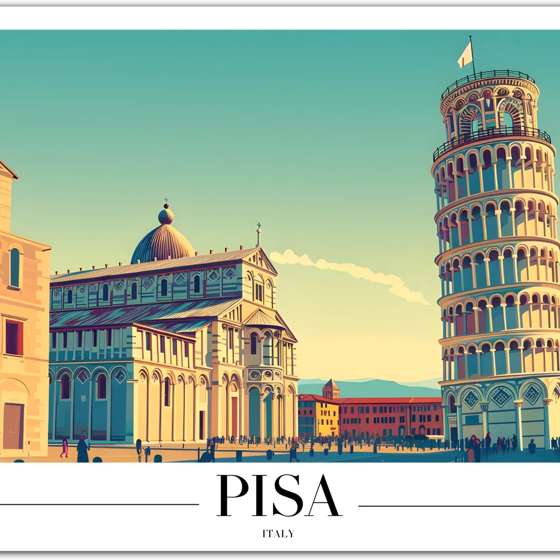 Pisa Italy Art Print with Leaning Tower