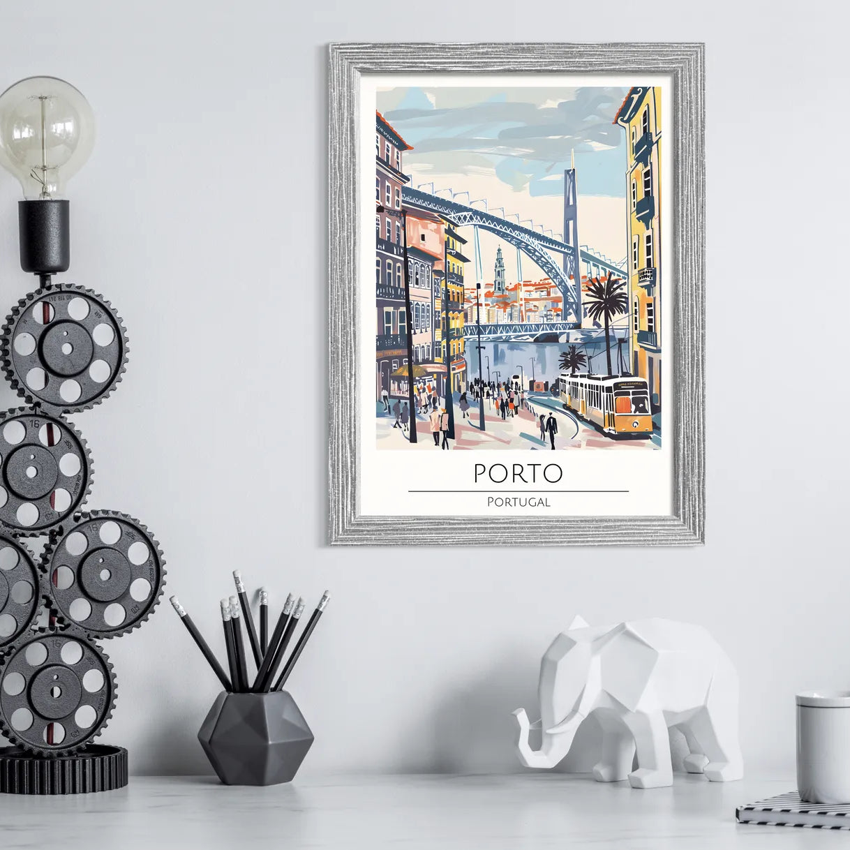 Porto River View with Bridge Art Print 2