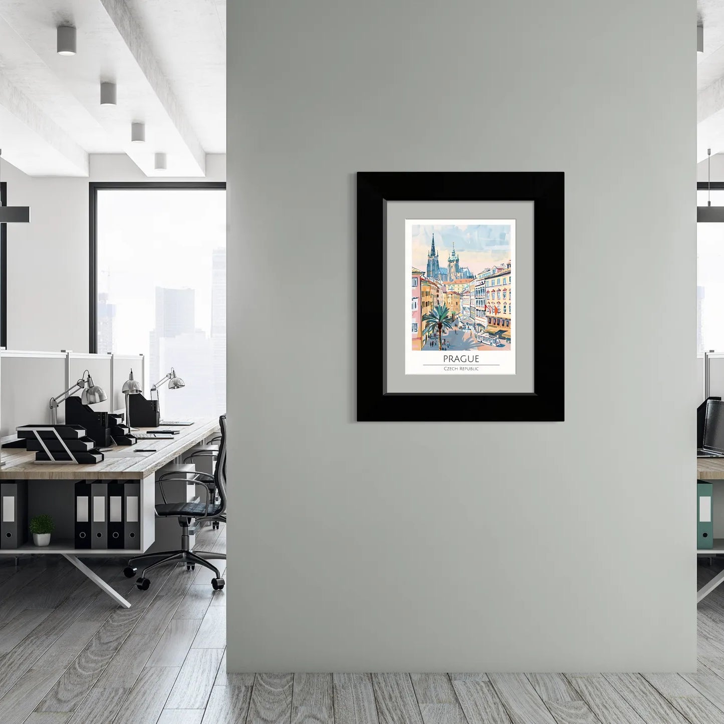 Prague Street View with Cathedral Spires Art Print 2