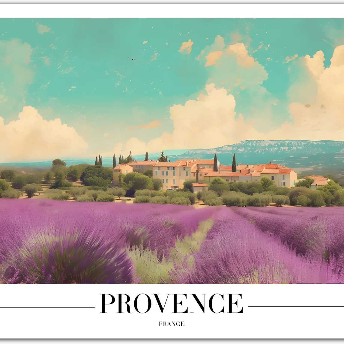 Provence France Art Print with Lavender Fields