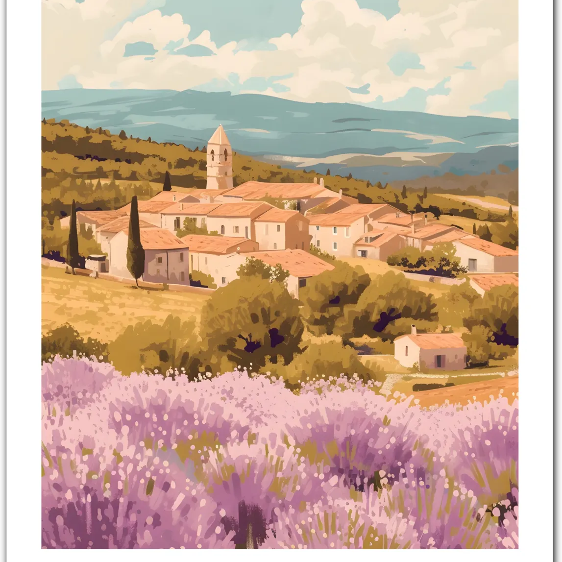 Lavender Fields of Provence: Tranquil French Countryside Art Print