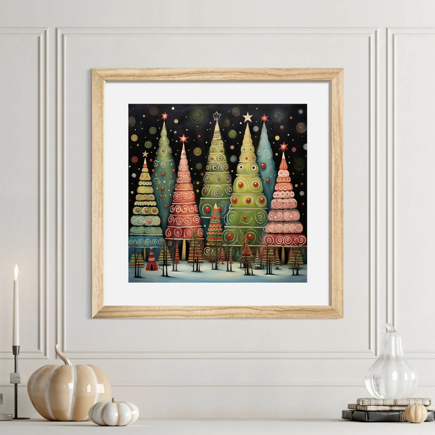Bright Rows of Christmas Trees Art Print 2
