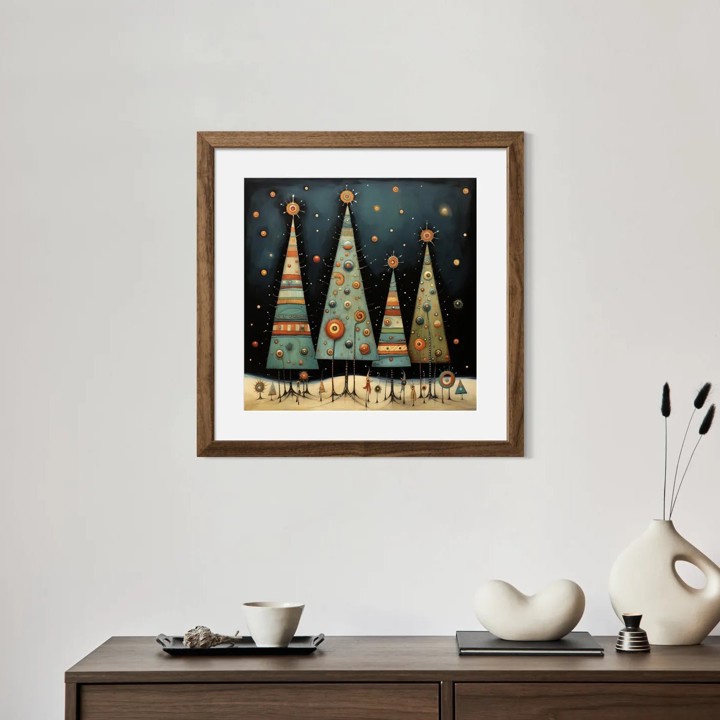 Metallic Look Christmas Trees Art Print 2