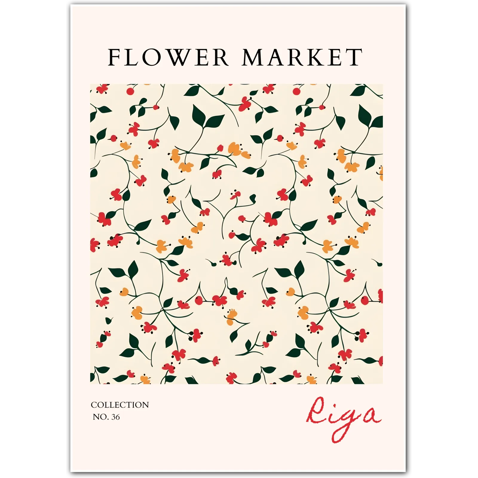 Midnight Blooms of Riga – Monochrome Botanical Art Print