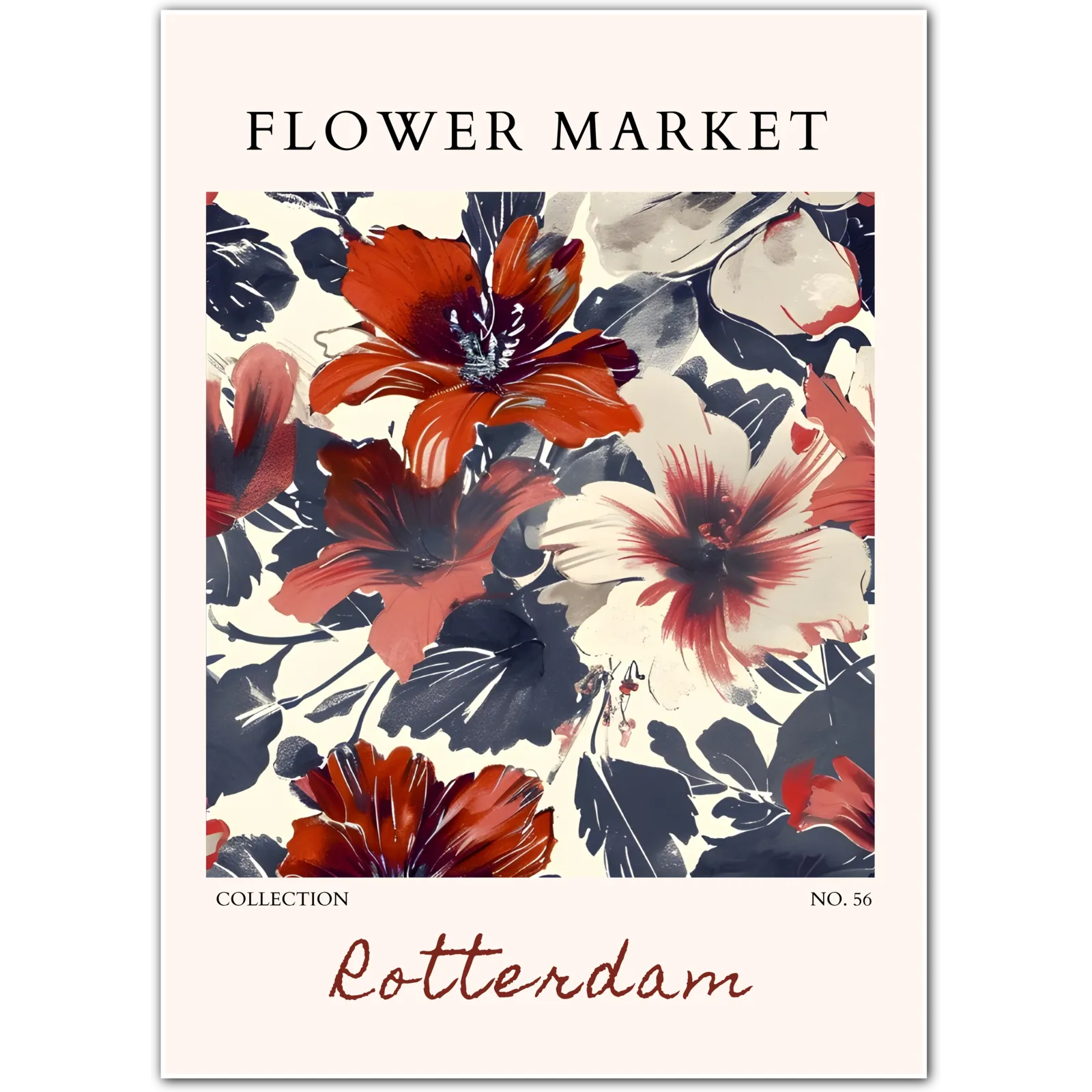 Bold Blooms of Rotterdam – Expressionist Floral Art Print