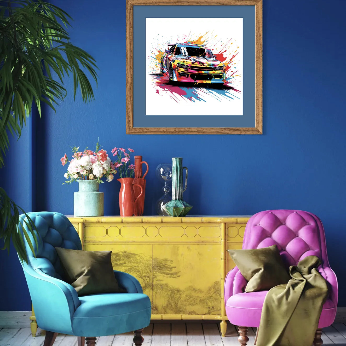 Explosive Paint Splashes Rally Race Car Art Print 2