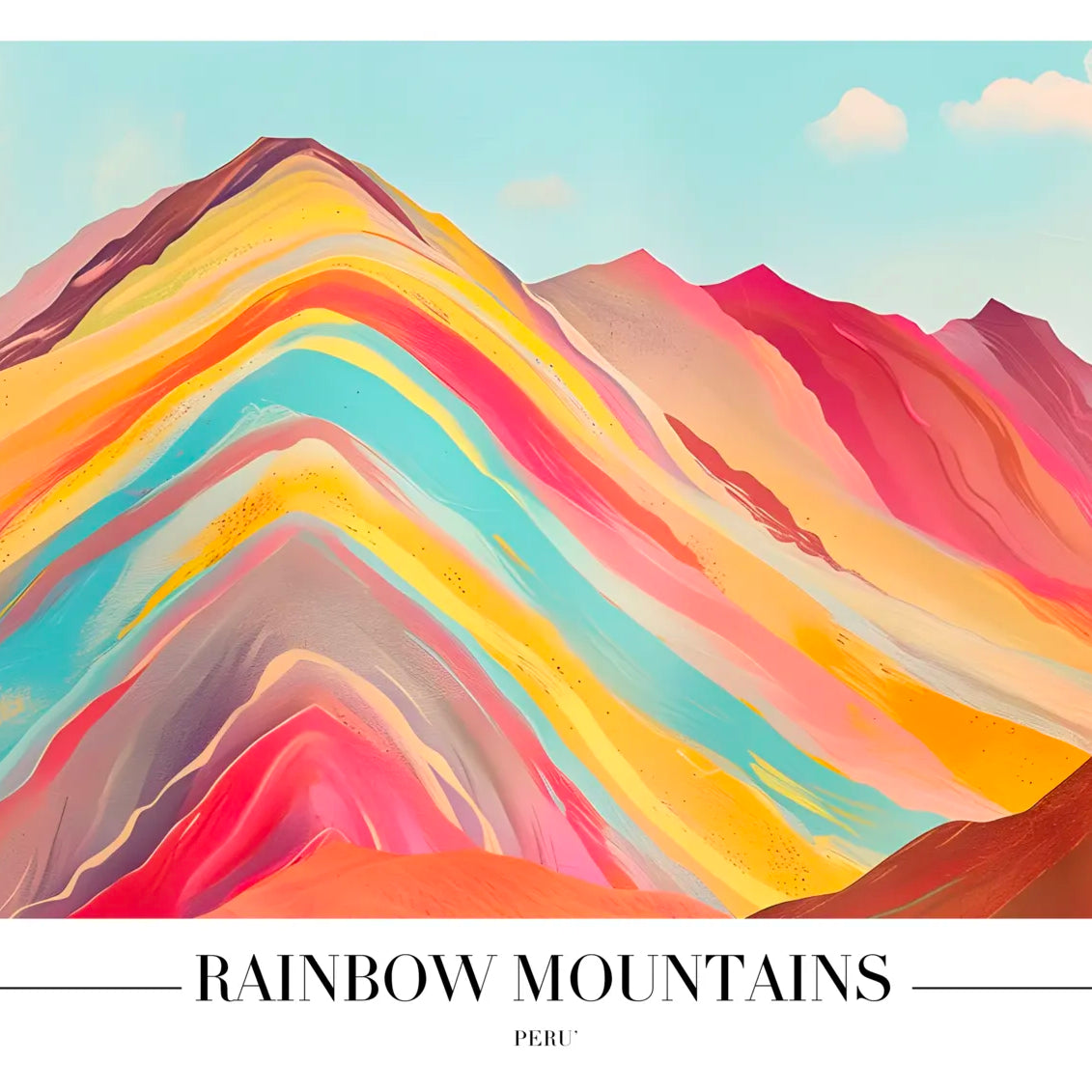 Rainbow Mountains of Peru  Art Print With Vibrant Colours 3