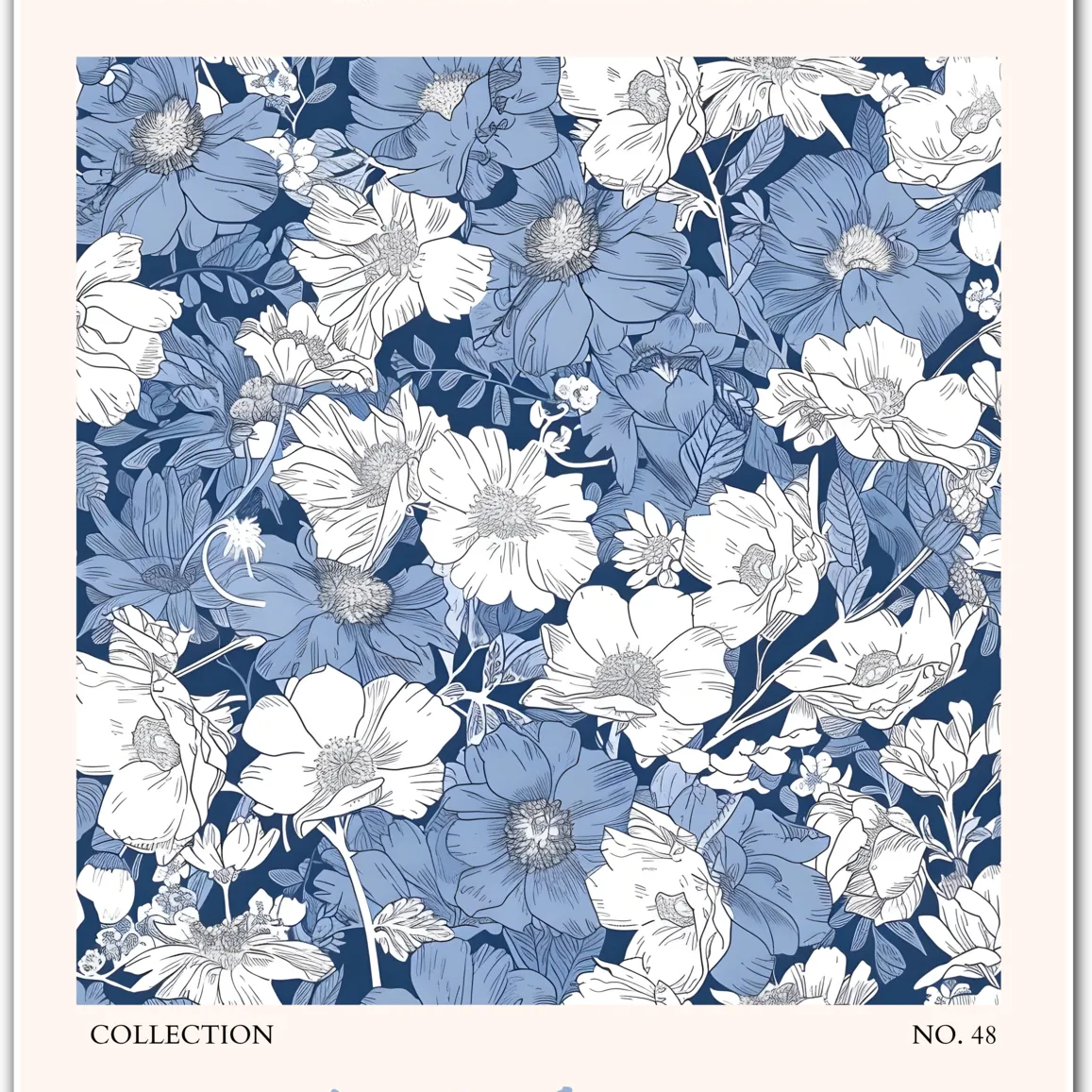 Blue Florals of Salzburg – Hand-Drawn European Garden Print
