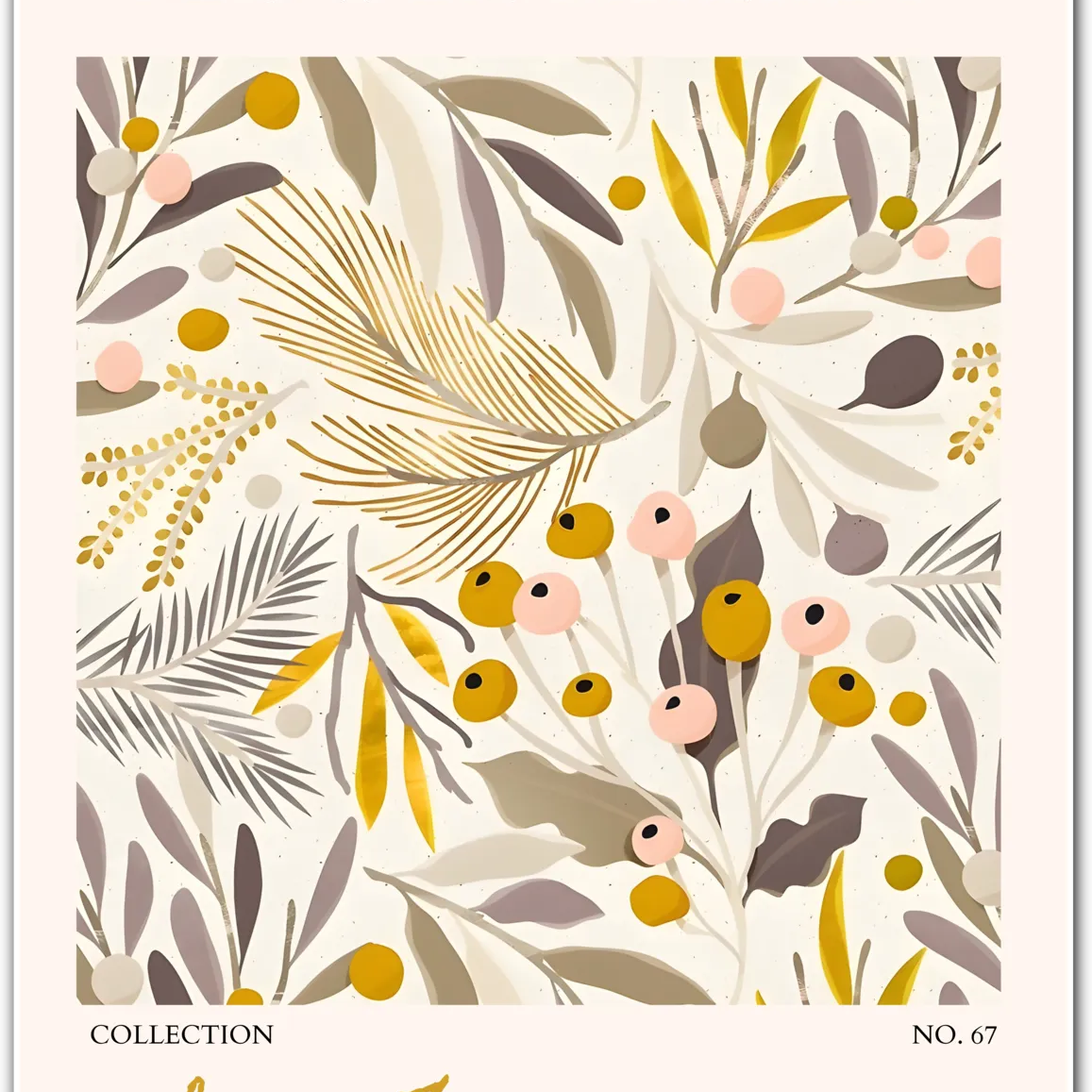 Golden Botanicals of San Francisco – Mid-Century Modern Floral Art Print