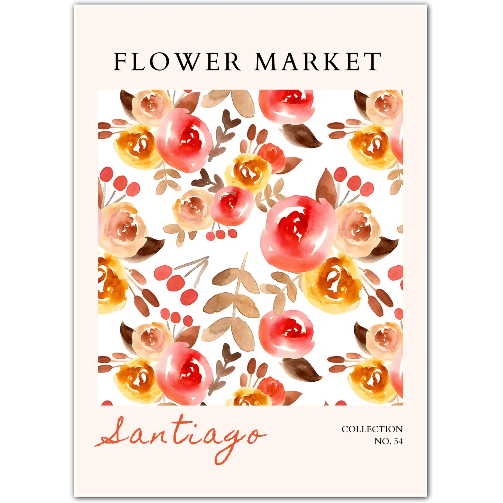 Santiago Sunset – Warm Watercolour Floral Art Print