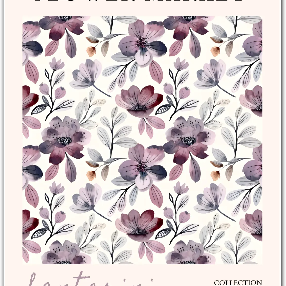 Santorini Sunset Leaves – Mid-Century Floral Abstract