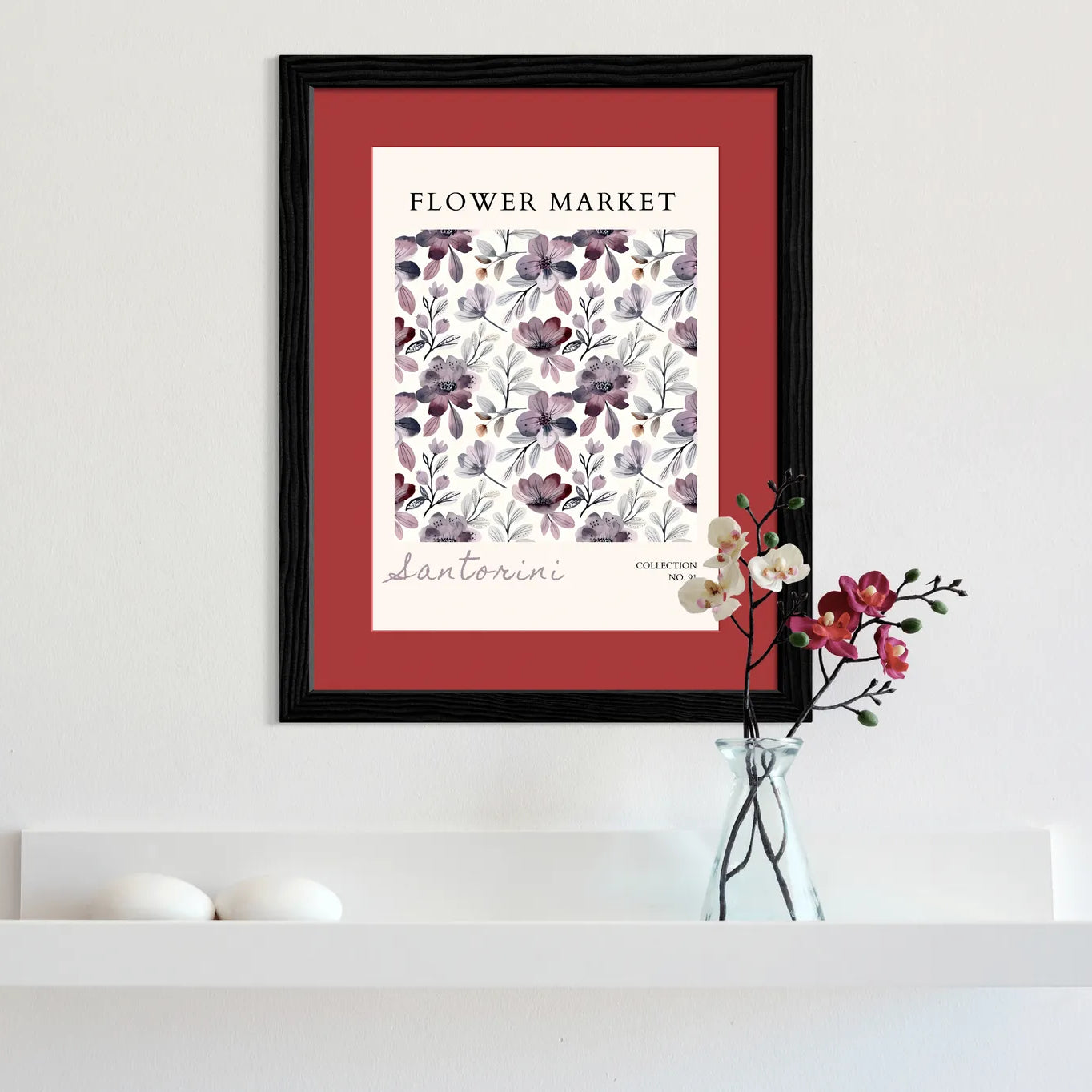 Santorini Sunset Leaves – Mid-Century Floral Abstract