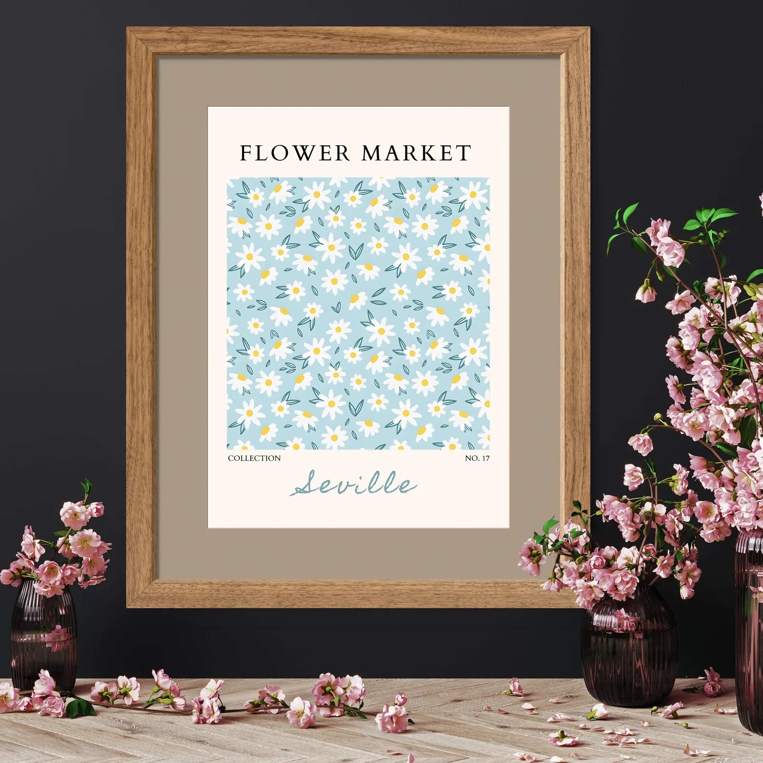 Seville Sunshine – Daisy Floral Art in Aqua