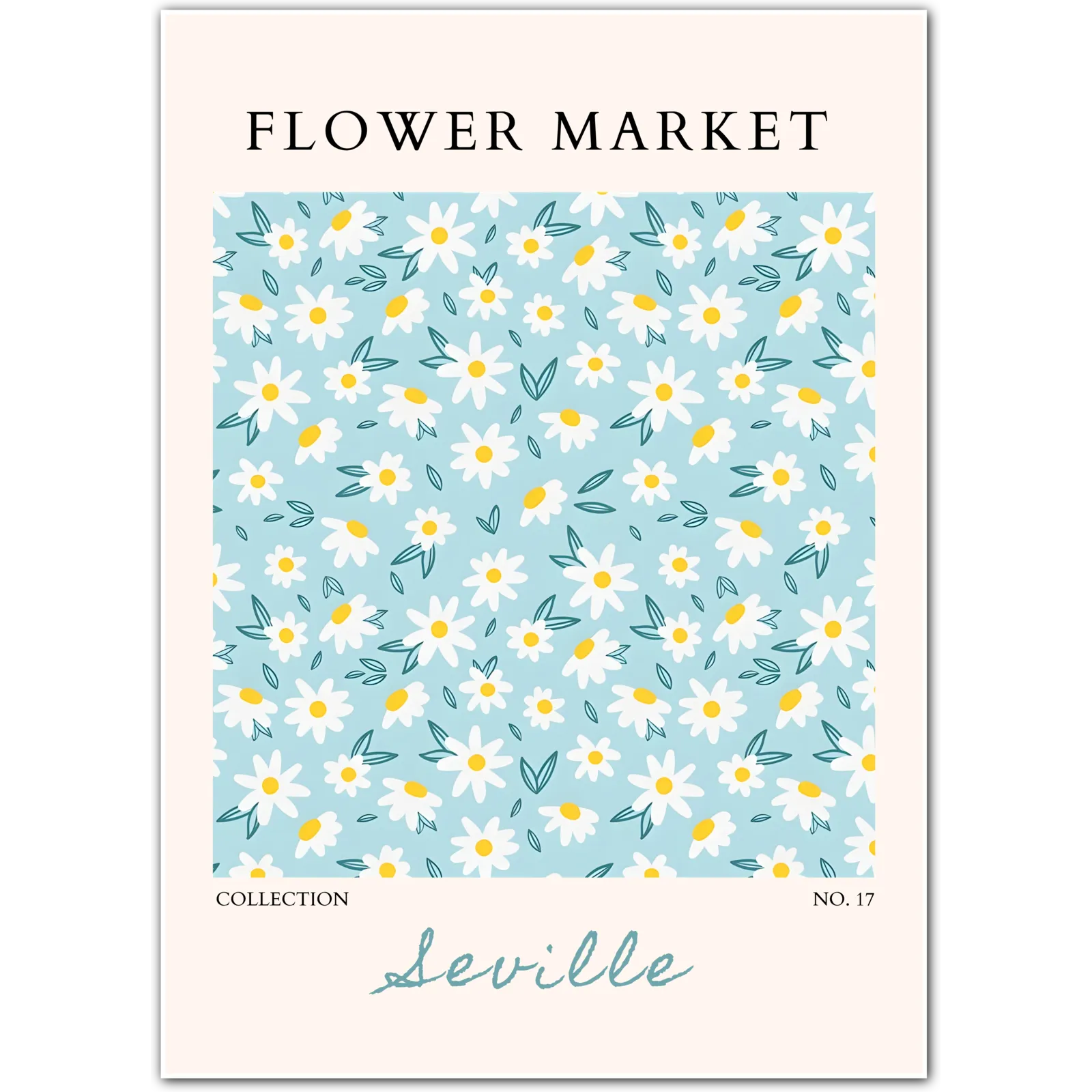 Seville Sunshine – Daisy Floral Art in Aqua